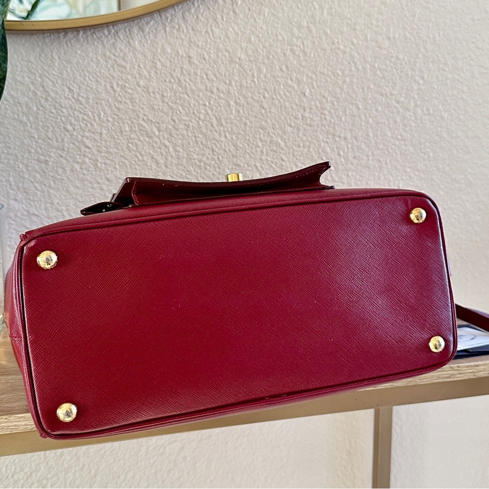 PRADA GALLERIA LUX SAFFIANO 2WAY TOP HANDLE SATCHEL BURGUNDY BAG ONE OF A KIND - Picture 14 of 16